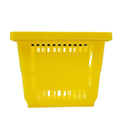 12Pcs Shopping Baskets, Plastic Shopping Baskets with Handles, 28L/7.4Gal Capacity Store Baskets Retail Baskets Grocery Baskets for Market, 18.9 x 13 x 10.2 Inches