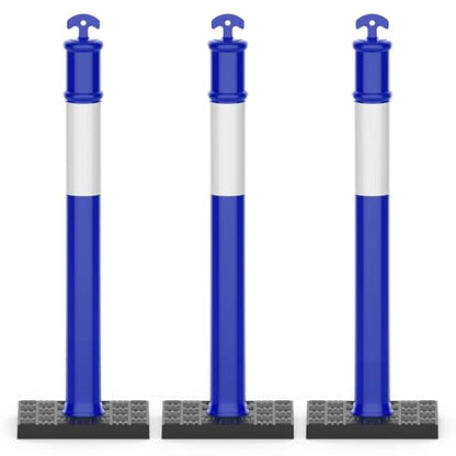 RoadHero 45 Inch Traffic Delineator Post Cones with Base, Blue, 3 Pack - color: Blue