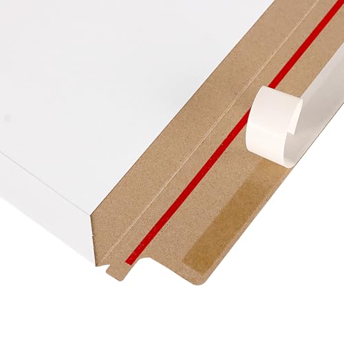300 Pack 6.5x9.8 Inch Rigid Photo Mailers, 250gsm Stay Flat Cardboard Mailers, Self Seal White Envelopes for Photos, Files, Pictures, Papers