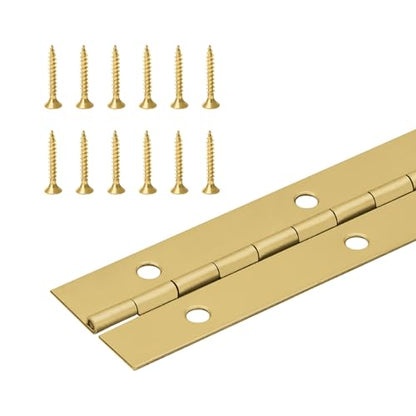 1 1/2" Continuous Hinge (Piano Hinge) 2, 3, 4, 6 and 7 FT Lengths (3 FT, Brass Plated) - size: 3 Feet, style: Brass Plated