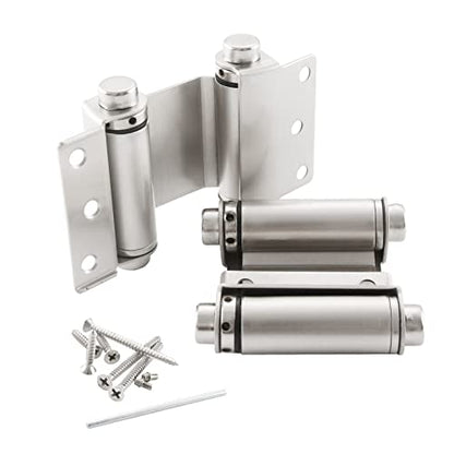 3" Double Action Spring Hinge, Self Closing Saloon Door Hinges, 2 Pack - color: Satin Nickel