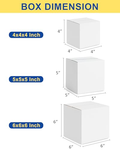 Assorted-Sizes-Shipping-Boxes-45-Pack: 4x4x4 & 5x5x5 & 6x6x6 Small-Shipping-Boxes-Mailers, White Corrugated-Cardboard-Boxes-for-Packing-Small-Business Mailing - color: White, size: 4x4x4 & 5x5x5 & 6x6x6 inches