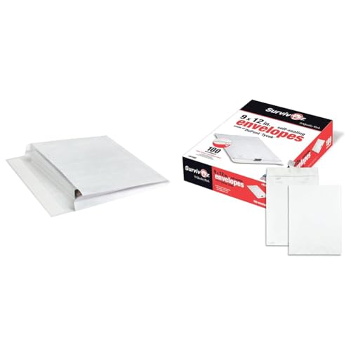 Quality Park Survivor R4650 12x16x2 Tyvek Expandable Booklet Mailer Case of 100 and R1460 9x12 Tyvek Mailer Box of 100