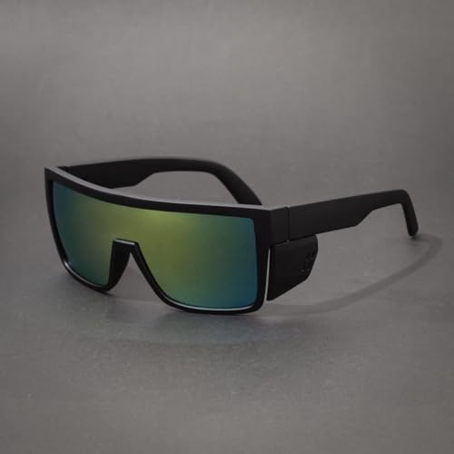 Polarized Safety Sunglasses, UV400 Protection, ANSI Z87.1 Wraparound Protective Eyewear - color: Matte Black Gold Mirror