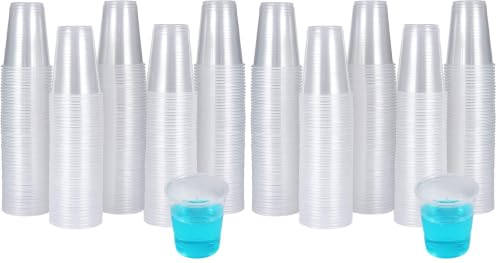 Turbo Bee 600 Pack 3 OZ Clear Plastic Cups,Disposable Bathroom Mouthwash Cups, Small Plastic Espresso Tumblers Ideal for Drinking Tasting, Food Samples - size: 3oz (Pack of 2)