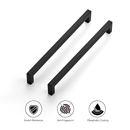 Ravinte Matte Black Cabinet Handles Square Pulls 10 Inch 10 Pack - size: 10-1/2 Inch (10 Inch Hole Center)