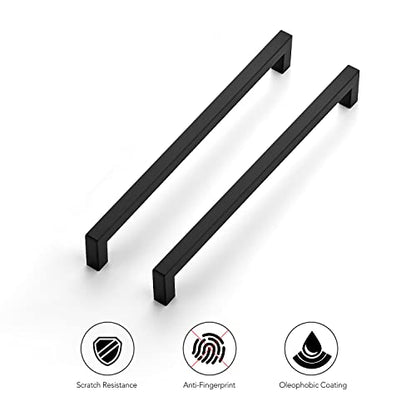 Ravinte Matte Black Cabinet Handles Square Pulls 10 Inch 10 Pack - size: 10-1/2 Inch (10 Inch Hole Center)