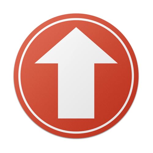 17" x 17" Round Red and White Arrow Floor Sticker Sign for Directions, Pointing, Organization, Crowd Control - 1 Pack - color: Arrow, size: 1 Pack
