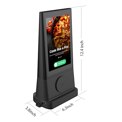 WeADS Digital Table Tent,Sign Holder by WFI Connected,Double Touch Screen Table Talker with 23200mAH Battery and Wireless Phone Charger for Restaurant Business Store Bar (Black) (FYD-06-23200mAH)