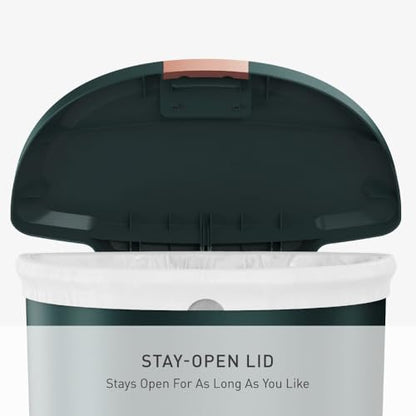 simplehuman Semi-Round Step Can, 50L / 13 Gallon Kitchen Trash Can, Studio Edition, Pet-Proof Slide Lock, 150,000-Step Pedal, Lid Shox® Silent Close, Hunter Green Plastic - color: Hunter