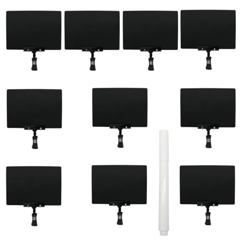 Mini Plastic Chalkboard Sign with Clip 10 Pack, Double Head Rotating Display Price Tags, Merchandise Sign Clip Holder for Retail Food Clothing Rack Shelf Basket - Black, 6" x 8" - color: Black, size: 6" x 8"