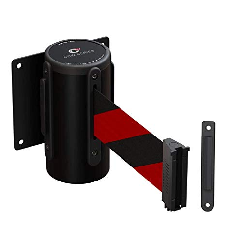 Crowd Control Warehouse WMB-125 Wall Mount Retractable Belt Barrier, 11 Ft - color: Black & Red Diagonal Stripes, size: Solid Color