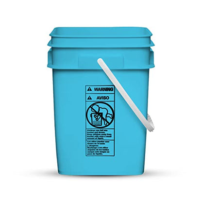 House Naturals 4 Gallon Square Food Grade Bucket Pail with Plastic Handles and Lid (Pack of 3) Made in USA containers (Aqua-White lids) - color: Aqua-white Lids