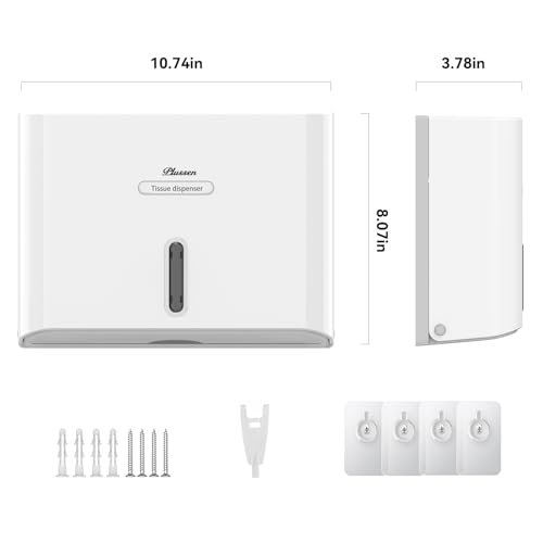 Paper Towel Dispenser Wall Mount, Adhesive No Drilling Multifold Trifold C Fold Commercial Hand Towel Dispenser,White - color: White