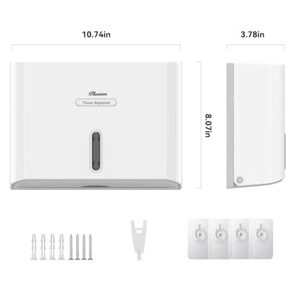Paper Towel Dispenser Wall Mount, Adhesive No Drilling Multifold Trifold C Fold Commercial Hand Towel Dispenser,White - color: White
