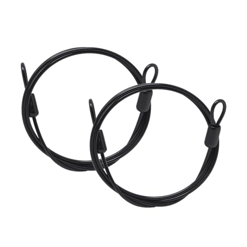 Cable Lock Double Loops 3.3Ft Long Black Security Cables, Bike Locks Cables 2.5mm Braided Steel Coated Safety Cable Wire Rope for Luggage, Outdoor, Clothesline (2 Pack) - color: Black, size: 3.3Ft (2 Pack)
