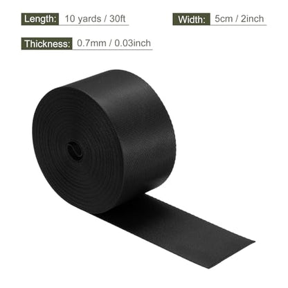 MECCANIXITY Flat Nylon Webbing Strap 2 Inch 10 Yards Black - color: Black, size: 2 Inch x 10 Yards