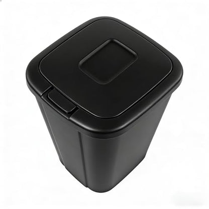 13.3 Gallon Trash Can, Touch Top Push Button Lid, Black Durable Plastic