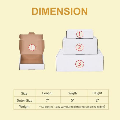 7x5x2 Inches Shipping Boxes, White Cardboard boxes - color: white-7x5x2-25P