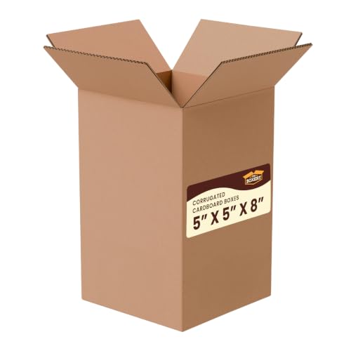 The Boxery 5"x5"x8" Corrugated Cardboard Boxes 25-Pack - size: 5 x 5 x 8"