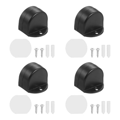 uxcell 4 Pack Low Dome Floor Door Stop 1.5" H x 1.65" W, Stainless Steel - color: Black