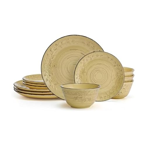 Pfaltzgraff Trellis Sunflower 12 Piece Dinnerware Set, Service for 4, Yellow - color: Yellow