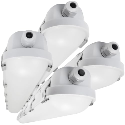HYPERLITE 65W 4pack LED Vapor Proof Light, 8450lm 4FT 45W/55W/65W Vapor Tight Light Fixture, 4000K/5000K/6000K Selectable,IP65 ETL Listed AC120-277V Shop Lights for Car Wash,Walk in Freezer,Carport - size: 4FT | 4 PACK