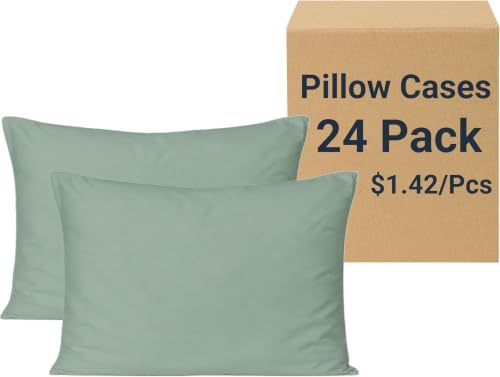 ZPECC Bulk Pillow Cases Standard Size 24 Pack, Celadon - color: Celadon, size: Standard