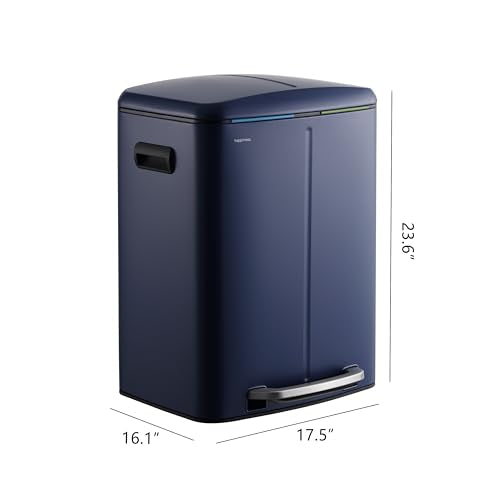 happimess Marco 10.6 Gal Double Bucket Step Trash Can, Denim Blue - color: Denim Blue