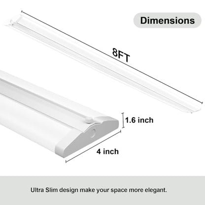 ANTLUX 110W 8FT LED Wraparound Ultra Slim Strip Lights, 12600LM, 5000K, 8 Foot LED Garage Shop Lights, Flush Mount Warehouse Office Ceiling Lighting Fixture, Fluorescent Tube Replacement, 2 Pack - color: 5000K Daylight White