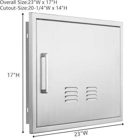 Outdoor Kitchen Doors, 23x17 Inch 304 Stainless Steel BBQ Access Door with Vent, Double Steel Doors for Outdoor Grill Island - size: 23W x 17H-Right