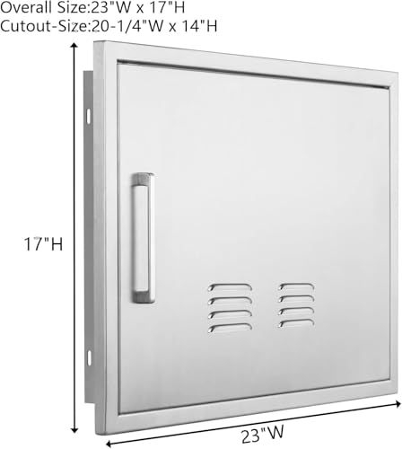 Outdoor Kitchen Doors, 23x17 Inch 304 Stainless Steel BBQ Access Door with Vent, Double Steel Doors for Outdoor Grill Island - size: 23W x 17H-Right