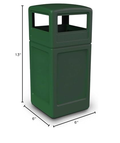 Commercial Zone-73295399 PolyTec 42 Gallon Square Waste Container with Dome Lid Color: Green - color: Green