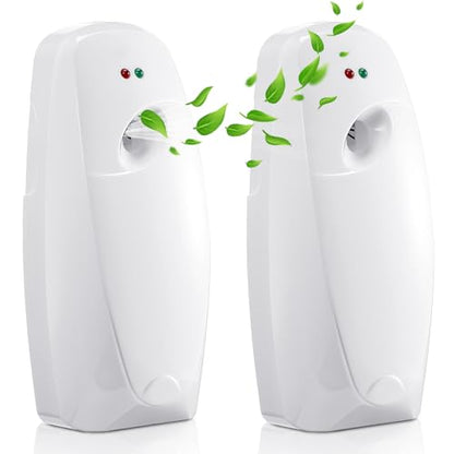 Maxcheck Automatic Air Freshener Spray Dispenser 2 Pack Wall Mounted Free Standing Restroom Air Freshener Battery Operated Automatic Sprayer Dispenser for Home Bathroom Commercial Time Scent(White) - color: White