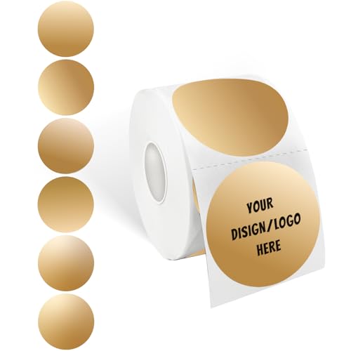 2 Inch Brown Round Thermal Sticker Labels, Self-Adhesive Circle Direct Thermal Labels, Multi-Purpose Roll Sticker Labels for DIY Logo Design, QR Code, Name Tag（ 600 Labels，1 Roll） - color: Brown, size: 2 inch