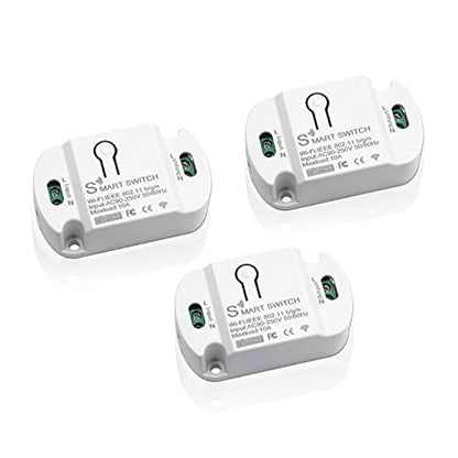 10A Basic Wi-Fi Wireless Smart Switch for Smart Home Smart Life APP Compatible with Alexa & Google Home Assistant No Hub Required Support DIY Module (3 pcs) - style: 10A 3 Pcs