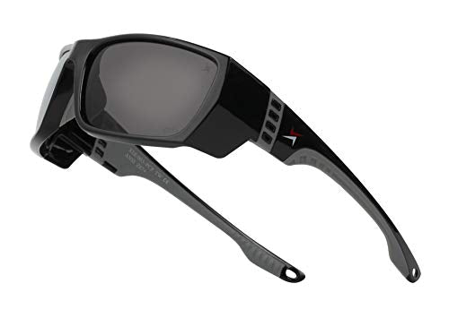 X Power ANSI Z87+ Safety Sunglasses Impact Resistant Polycarbonate Lens & Double Injection Frame - color: 003 Black & Grey Frame / Dark Grey Lens