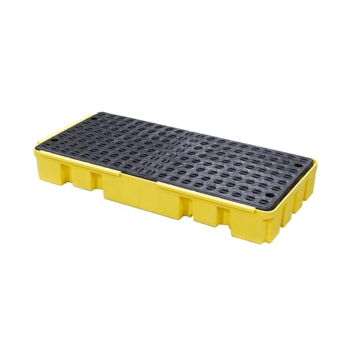 ENPAC 2 Drum Spill Containment Pallet, U-Connect Linking Modular Workstation, 72"x49"x6.5", 4000 lbs. Load Capacity, 76.5-Gallon Spill Capacity, EPA/OSHA Compliant, Made in the USA - color: Yellow, size: 2 Drum