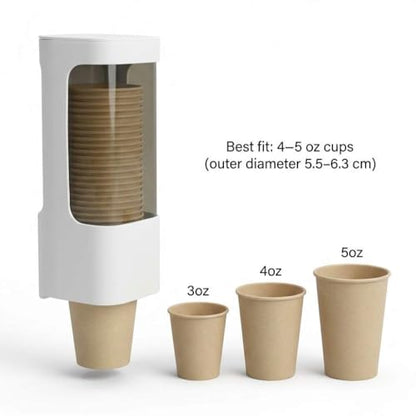 QWORK Wall Mounted Paper Cup Dispenser Set – 2 Pack, Fits 4–5 oz Cups with Smooth Pull Design for Office, Bathroom & Kitchen