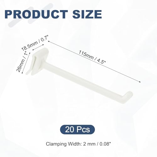 uxcell 20Pcs Slat Wall Panel Hooks 4" Plastic Slat Wall Accessories - size: 4 Inch