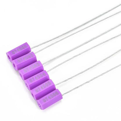 100pcs Security Marking Cable Seals Tamper Proof Steel Wire Seal Numbered Shipping Seals Disposable Pull Tight Self-Locking Cable Seal Truck, Cargo, Containers Seal Ties Straps (Purple, 100pcs) - color: Purple, size: 100pcs