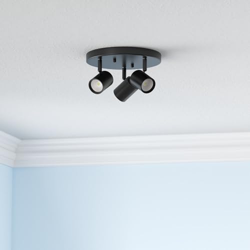 CLOUDY BAY 5CCT 3 Light Directional Ceiling Spotlight,Dimmable LED Track Light Heads,CRI90+,1800Lm for Hallway Kitchen Art,Black - color: Black | 5CCT