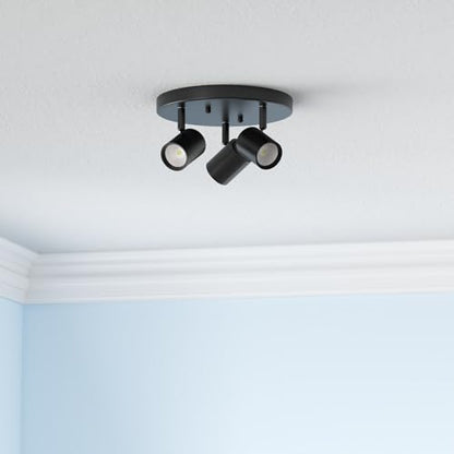 CLOUDY BAY 5CCT 3 Light Directional Ceiling Spotlight,Dimmable LED Track Light Heads,CRI90+,1800Lm for Hallway Kitchen Art,Black - color: Black | 5CCT