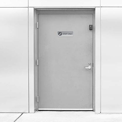 SBLABELS Staff Only Indoor Easy Adhesive Mount Door and Wall Sign for Restaurants and Small Businesses 3" x 9" - Silver - color: Silver, style: Staff Only