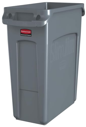 Rubbermaid Commercial Products Slim Jim Can, Gray, 16-Gal, Pack of 4 - color: Gray, size: 16 Gal
