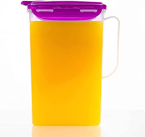 LocknLock Aqua Fridge Door Water Jug | Clear Pitcher | BPA Free Plastic Pitcher with Lid | 2 Quart Pitcher with Lid for Water, Juice, Tea & More Beverages, Purple - color: Purple, size: 64 Ounces