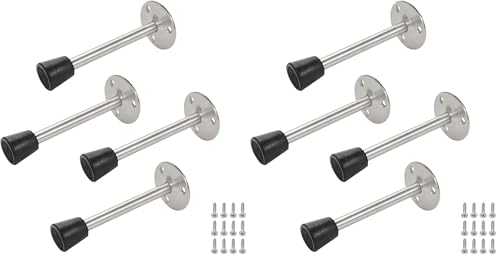 Door Stopper Stainless Steel Wall Floor Mounted Door Stop with Rubber Bumper 120mm/4.7" Length-4pcs (Pack of 2) - size: 120mm/4.7" 4pcs (Pack of 2)
