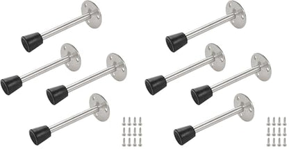 Door Stopper Stainless Steel Wall Floor Mounted Door Stop with Rubber Bumper 120mm/4.7" Length-4pcs (Pack of 2) - size: 120mm/4.7" 4pcs (Pack of 2)