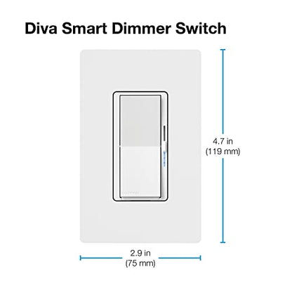 Lutron Caseta Diva Smart Dimmer Switch (Smart Hub Required), w Wallplate - color: White, size: 1 Pack, style: Diva Smart Dimmer