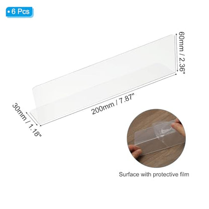 PATIKIL 6 Pack Shelf Dividers for Closet Organization, 7.9x1.18x2.4 Acrylic Closets Separator Kitchen Cabinet Shelves Under Bed Blocker for Bedroom Kitchen Office, Clear - size: 7.9x1.18x2.4"